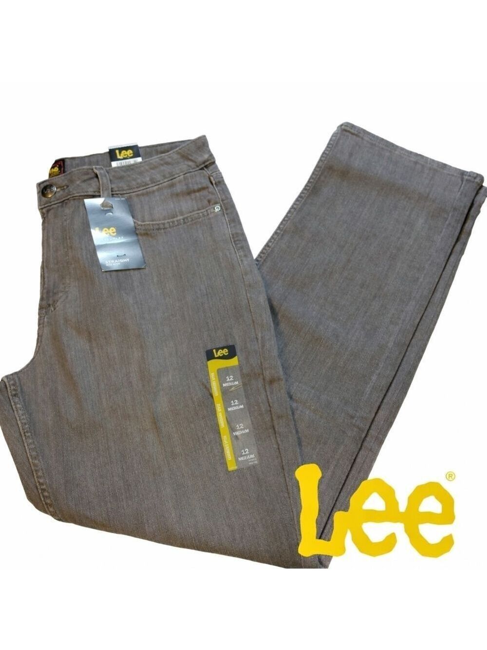 NWT Lee Legendary Gray Straight Leg Mid Rise Jeans Size 12 Medium